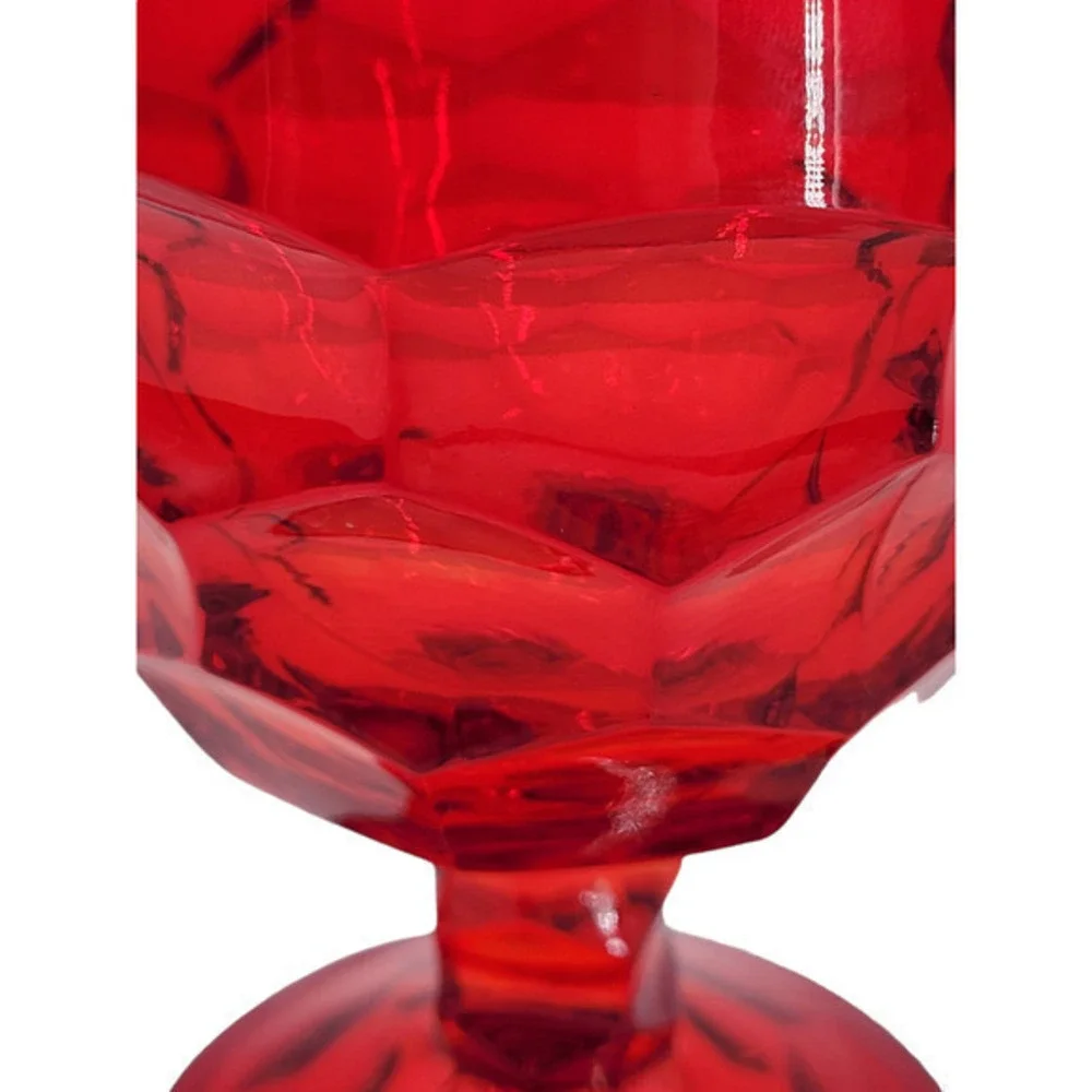 Viking Ruby Red Georgian‎ Pressed Vintage Glass Goblet
